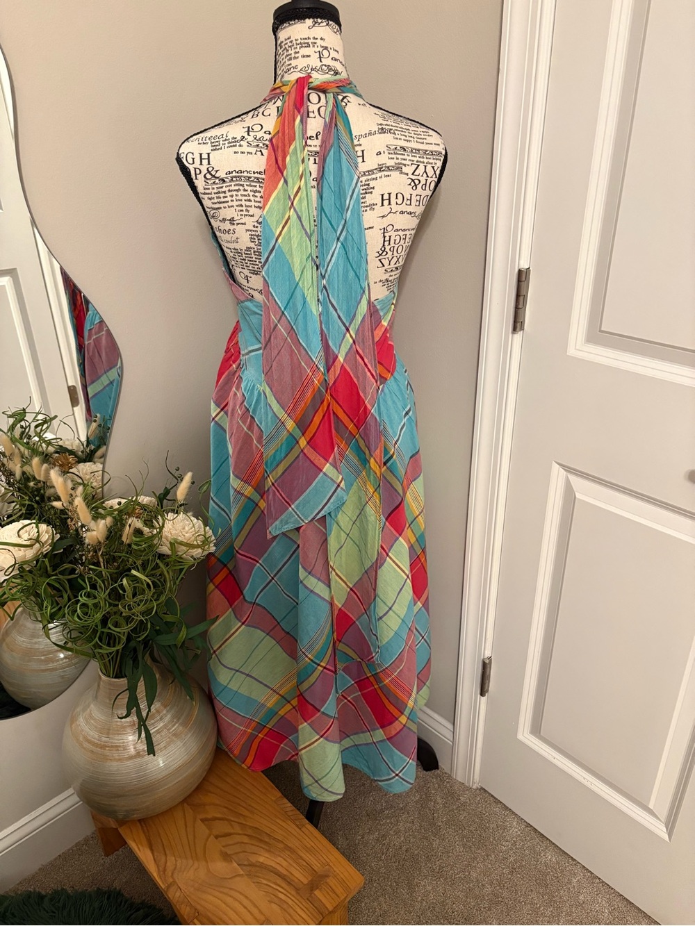 Ralph Lauren Handwoven Madras Cotton Wrap Maxi Skirt Convertible Dress - Picture 5 of 12